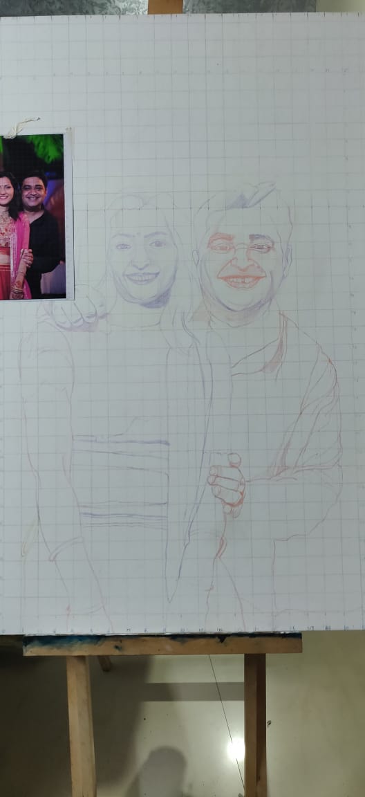 First sketch of the couple portrait