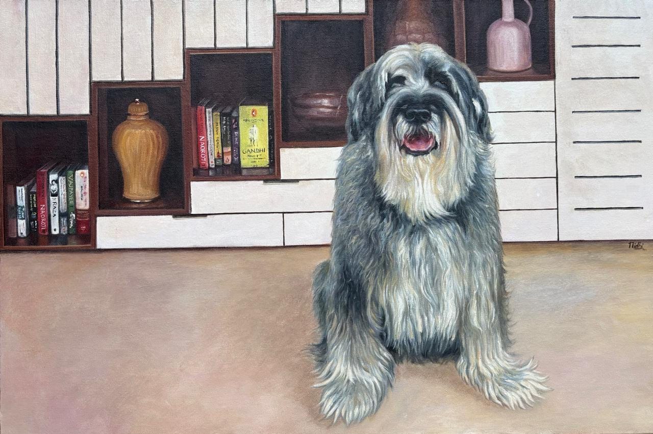 Commissioned pet portrait of Duke the dog