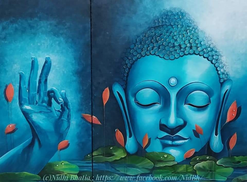 Commissioned Buddha diptych wall art